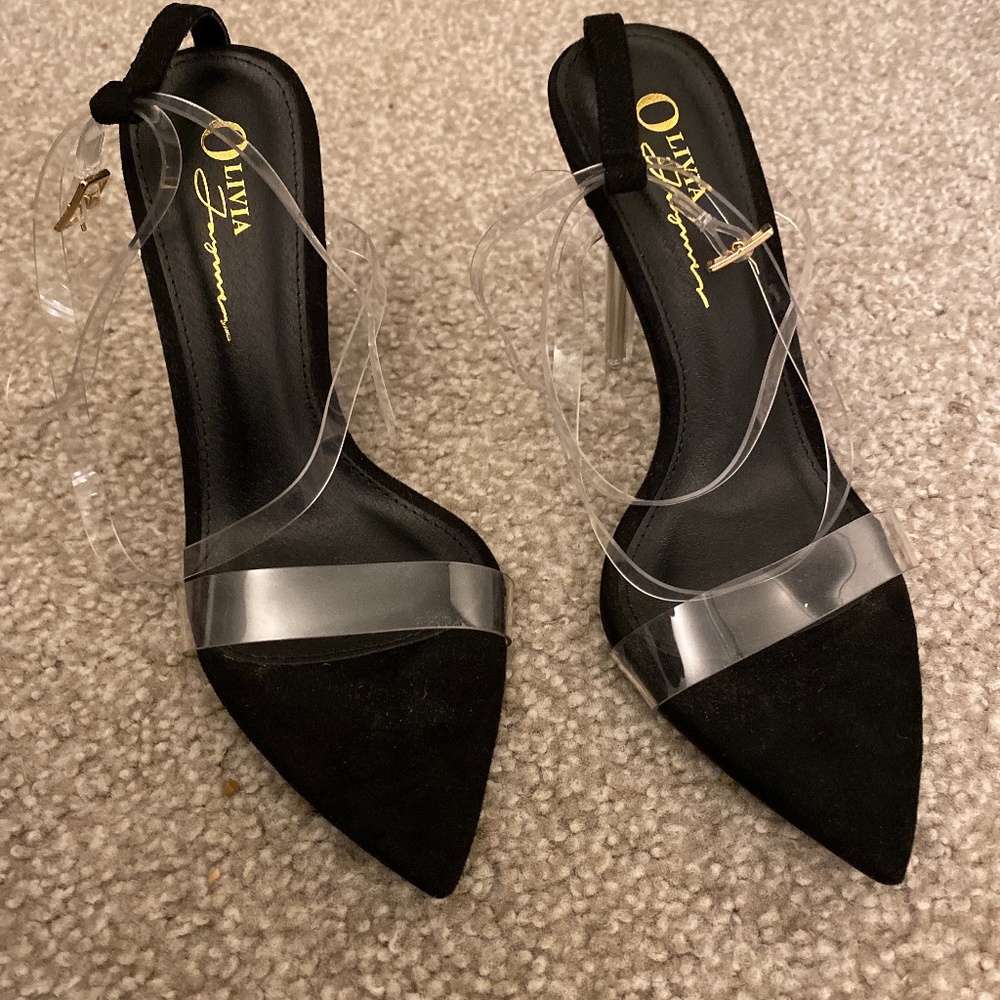 Black anc clear heels